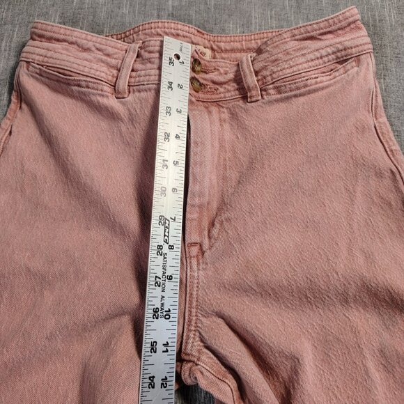 Faherty Harbor Jeans Womens Size 29 High Rise Wide Leg Ankle Rose Clay Pink - Picture 4 of 12